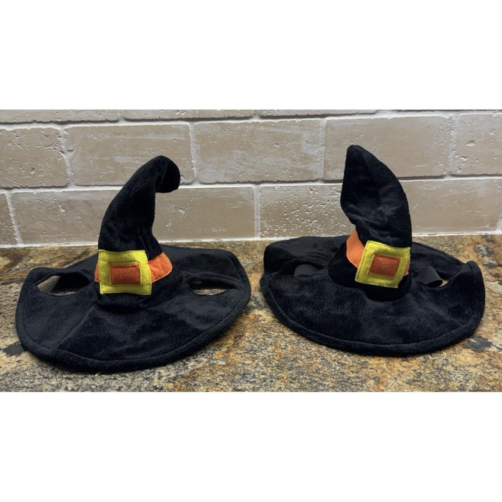 Plush Puppies Halloween Witch Hat Black Orange Pet Costume Dress Up (2)‎ Sm/MD.